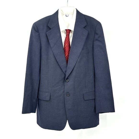 vintage 90s PAUL STUART jacket blazer sport coat two button wool tweed blue 39R - Picture 1 of 14